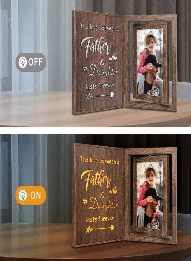 EYITUPC Dad Girl Picture Frame - Vintage Rotating Wooden Frame with Light-Up Quote - Dad Gifts from Daughter for Father's Day, Birthday, or Christmas - Holds Two 4x6 Photos - Gift for Dad Daughter - Image 3